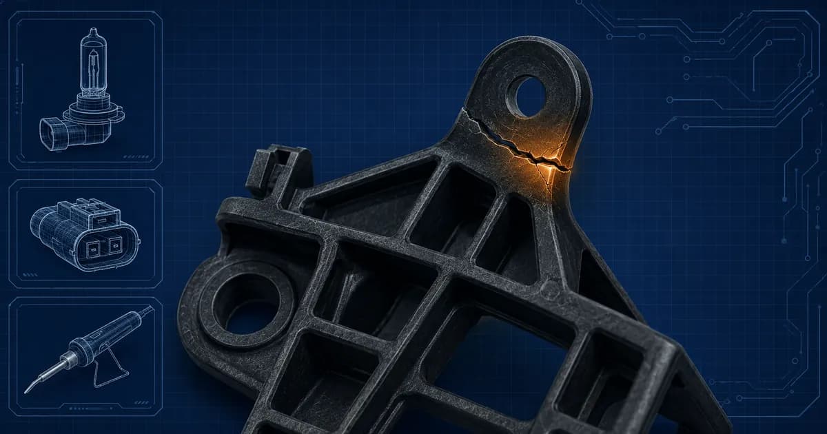 Marquage PA66-GF30 moulé sur une pièce automobile en plastique technique